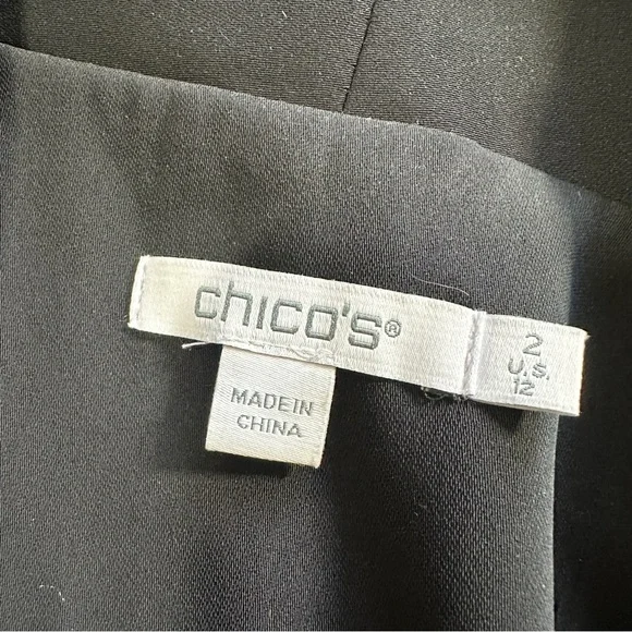 Chico’s Women’s Ruched Sleeve Blazer Open Front Lined Office in Black 2/US 12 - Picture 8 of 14